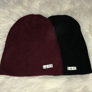 Neff beanies (one black one maroon)
